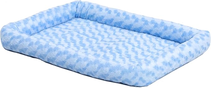 MidWest Homes for Pets QuietTime Fashion XXS Dog Bed – Blue Faux Fur Bolster, Ultra-Soft and Machine Washable, Fits 18-Inch Crates and Carriers, for Small Dogs and Cats (Pack of 2)