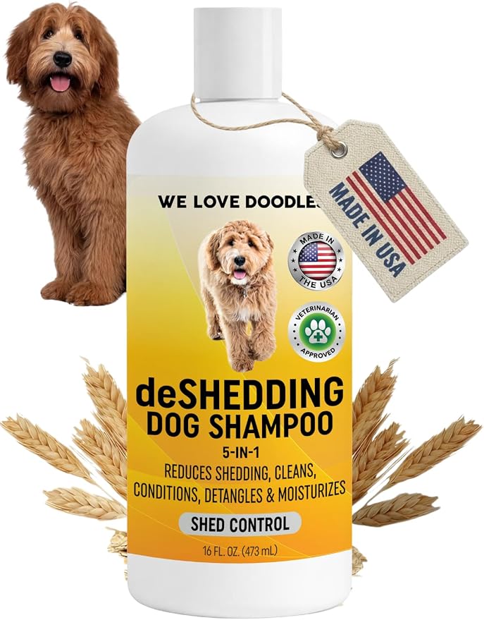 Dog Deshedding Shampoo | Made in USA | Eco-Friendly Ingredients | Shampoo for Shedding & Long Haired Dogs, Safe for Sensitive Skin & Allergies | 16 OZ [We Love Doodles]