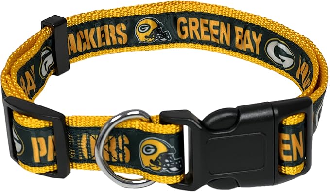 Pets First NFL Green Bay Packers Licensed PET COLLAR, Medium - Heavy-Duty, Strong, and Durable Dog Collar. Available in 31 Football Teams and 4 Sizes