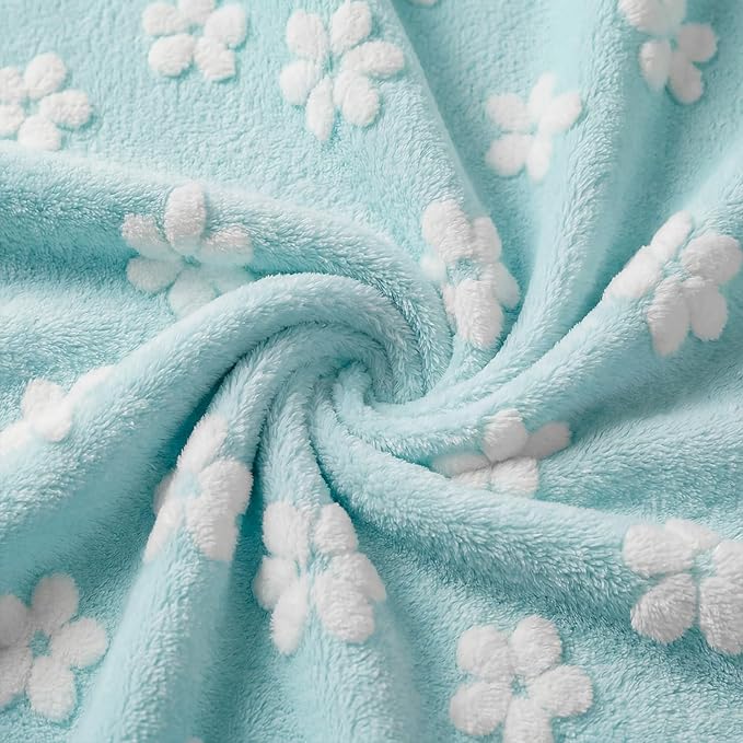 Horaldaily Pets Flannel Blanket, Blue Flowers 3D Textured Soft Fuzzy Fluffy Plush Cozy Fleece Premium Blankets for Dog Cat Puppy Kitten Couch Protection, 16x23