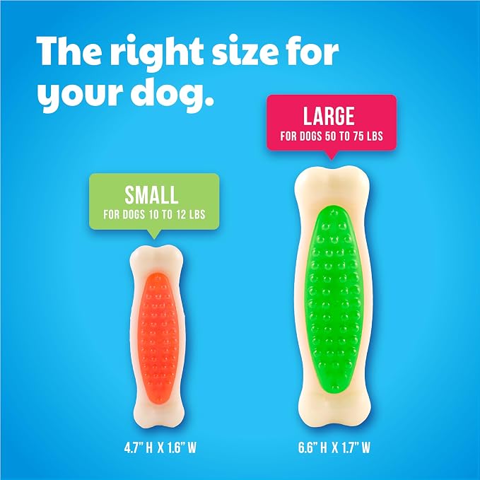 Hartz Chew 'n Clean Tuff Bone Bacon Scented Dental Dog Chew Toy - Large (Pack of 2)