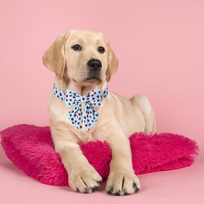 Valentine's Dog Collar & Bow Tie Set,UP URARA PUP Soft & Comfortable Pet Collar with Premium Plastic Buckle for Small, Medium, Large Dog,S