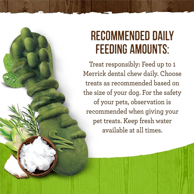 Merrick Fresh Kisses Natural Dental Chews Infused With Coconut And Botanical Oils For Tiny Dogs 5-15 Lbs - 78 ct. Box