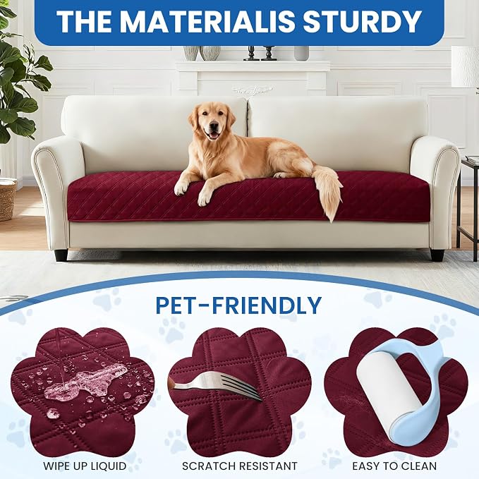 Waterproof Dog Blanket, Non-Slip Soft Pet Bed Cover, Couch Cover for Dogs Washable, Protects Sofa, Furniture, Crate, Car, Tear Resistant Leakproof Pet Blanket Christmas (30x70 Inch, Burgundy)