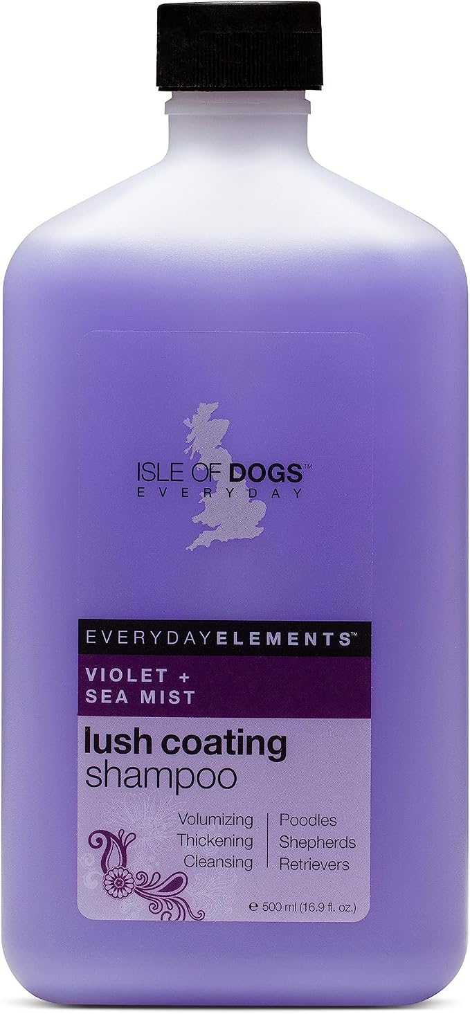 Isle of Dogs - Everyday Elements Lush Coating Shampoo For Dogs - Violet + Sea Mist - Volumizing Pet Shampoo With Calendula Flower & Rosemary Leaf Juice For Bounce and Shine - Made in the USA - 16.9 Oz