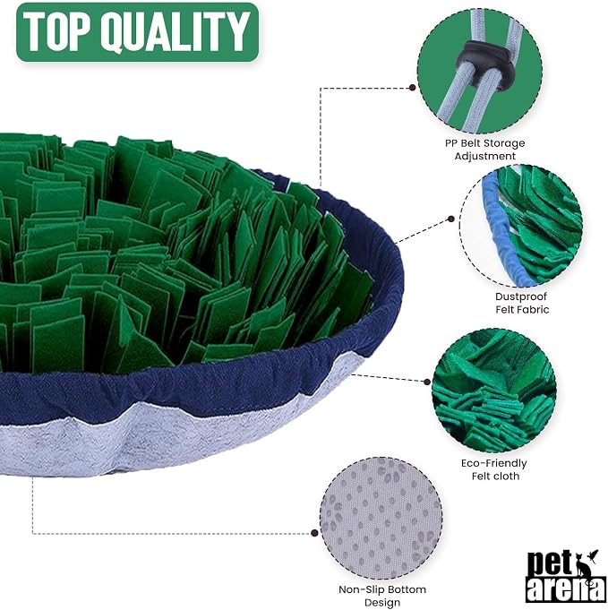 PET ARENA Snuffle Mat for Dogs - Adjustable Interactive Puzzle Toy for Large & Small Breed Slow Feeder for Mental Stimulation & Stress Relief Encourages Natural Foraging Ideal for Indoor & Outdoor Use