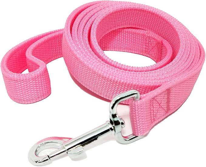 Strong Nylon Dog Leash with 2-Layer, 4 FT/ 6 Feet Long, 1 Inch Wide for Medium Large Dogs (1'' x 5 FT, Pink)