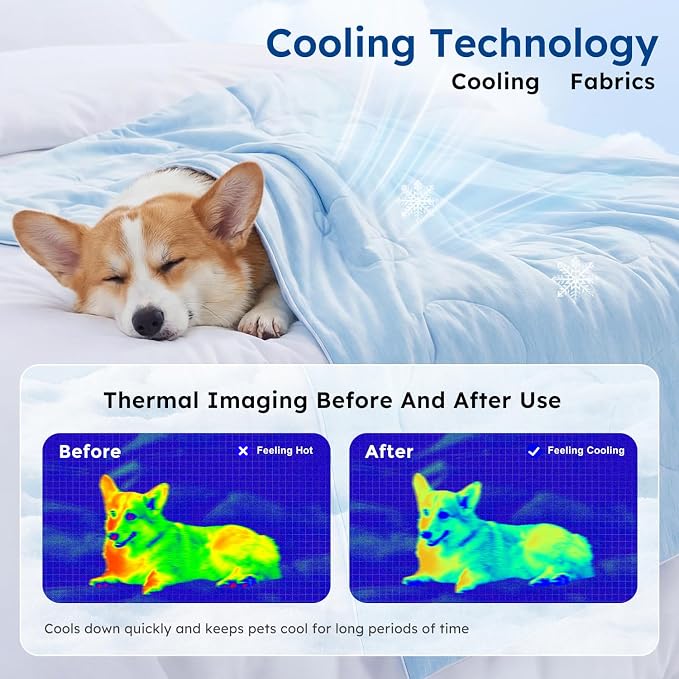 ZOMISIA Cooling Blanket for Medium Dogs - Washable Dog Cooling Mat for Hot Weather, Travel Soft Pet Summer Essentials, Khaki, 30"x40"