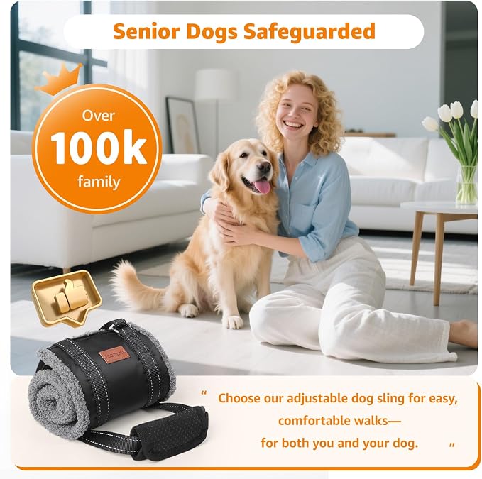 LOOBANI Dog Sling for Large Dogs Hind Leg Support, Portable Dog Lift Harness for Back Legs, Comfortable Leg Support Assistance for Elderly Dogs with Hip, ACL Brace, Senior, Injured