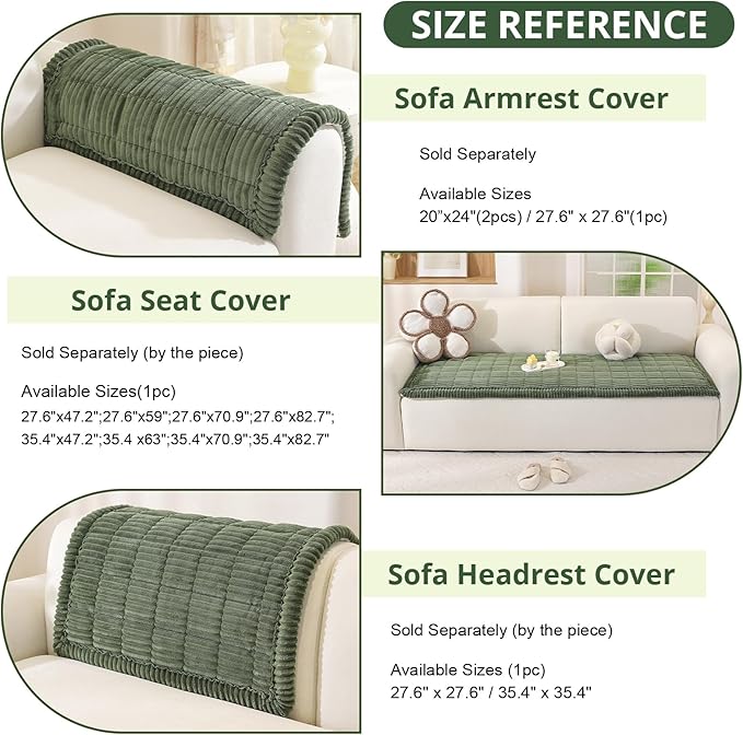 OstepDecor Couch Cover for Dogs, Washable Non Slip Sofa Cover for Pets, Soft Couch Covers for Sofa, Loveseat and Sectional, Furniture Protector Against Pet Hair & Scratches (27.6" x 47.2", Green)