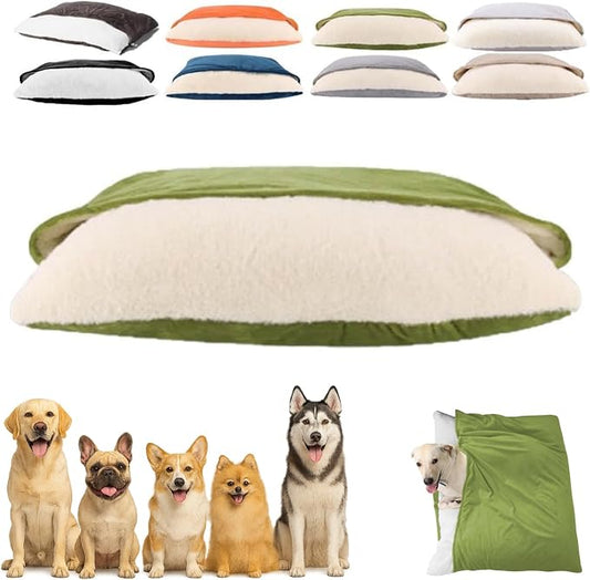 Snuggle Burrow Bed, SnuggleBurrow Removable Covered Burrow Dog Bed, Dachshund Bed Cave, Washable Indoor Pets Sleeping Bag for Small Medium Large Size Pet (Green,X-Large)