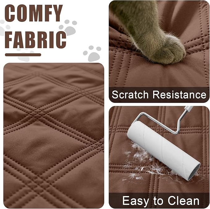 Smiry Waterproof Dog Bed Cover Blanket 30x70, Soft Reversible Pet Blanket, Washable Leakproof Cats Dogs Couch Cover for Sofa, Couch, Furniture, Brown/Beige