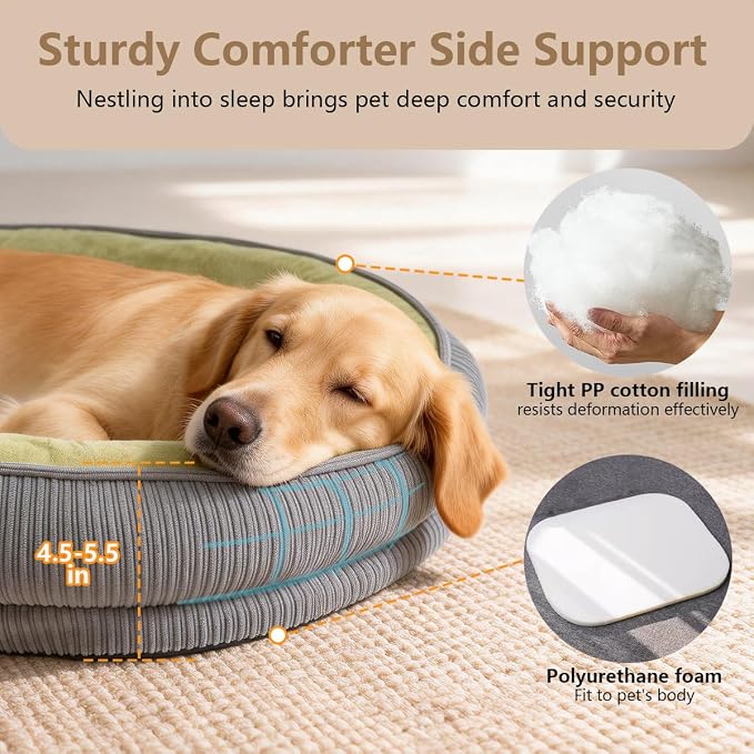 Washable Pet Cat Dog Bed Small Medium,Memory Foam Calming Pet Puppy Dog Crate Beds Cushion for Small Medium size Dogs Indoor Cats Crate,Pet Dog Cat Crate Mat with Detachable Bottom and Bolster Cushion