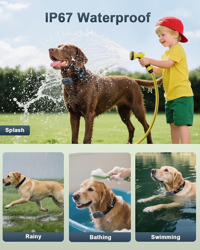 Shock Collar for Dogs, IP67 Waterproof Dog Training Collar with Remote Control, 3 Modes: Beep, Vibration, Safe Static, Rechargeable Adjustable for 15-110lbs Medium Large Dogs