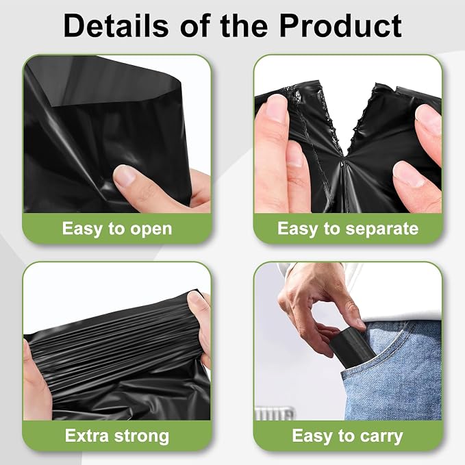 Toplive Dog Waste Bags, Poop Bags for Dogs, Extra Thick Strong Leak-Proof Doggy Bags 16 Rolls (240 Bags), Black