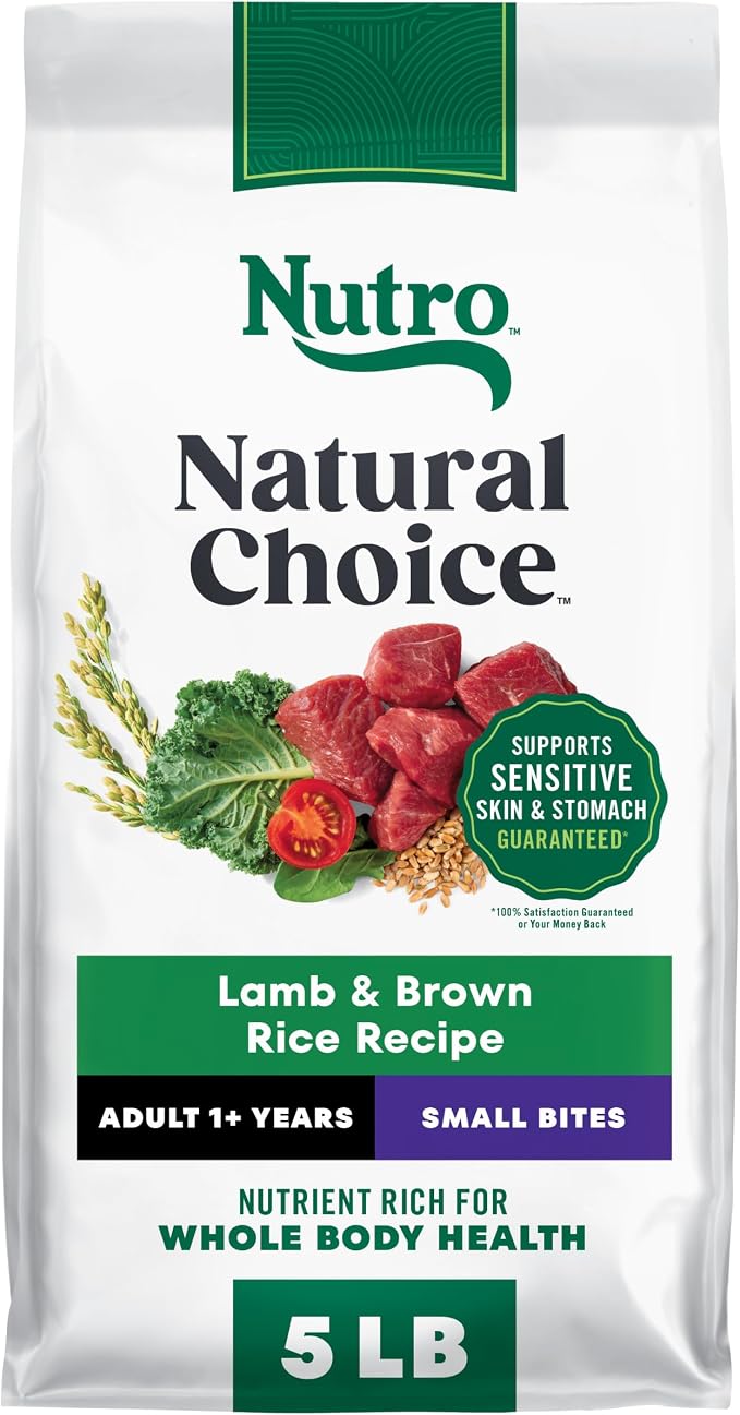 Nutro Natural Choice Small Bites Dry Dog Food, Adult Dog Food Dry Lamb & Brown Rice Recipe, 5 lbs.
