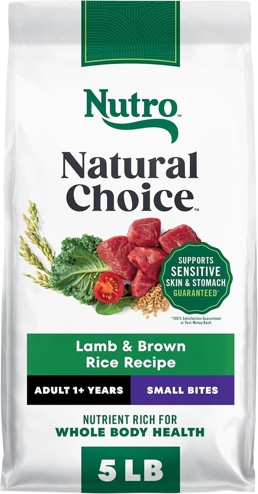 Nutro Natural Choice Small Bites Dry Dog Food, Adult Dog Food Dry Lamb & Brown Rice Recipe, 5 lbs.