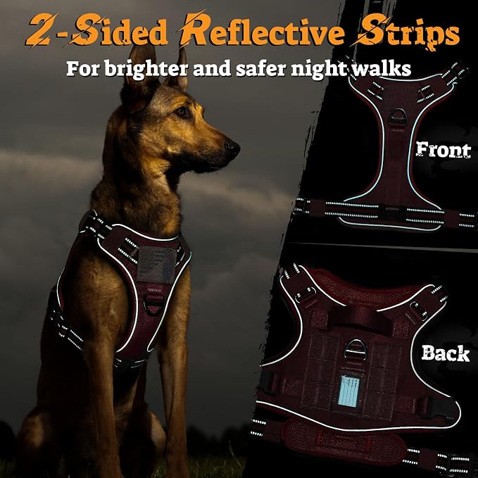 rabbitgoo Tactical Dog Harness for Small Dogs No Pull Adjustable Military Vest with Handle MOLLE Reflective Heavy Duty Dog Vest for Walking Training Hunting Outdoor Working Medium Size Dog Red S