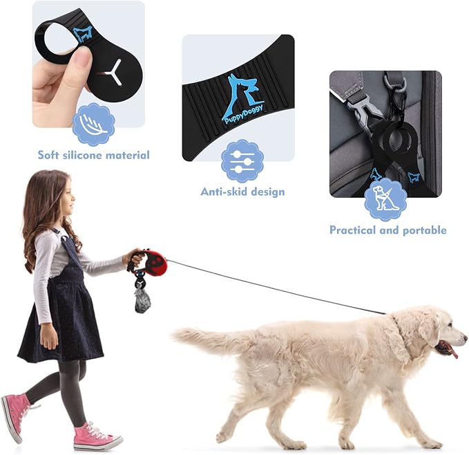 Dog Poop Bag Holder for Leash Waste Bag Carrier Dog Poop Bag Dispenser for Walking Running Bicycle Accessory 2 pieces (Pink)