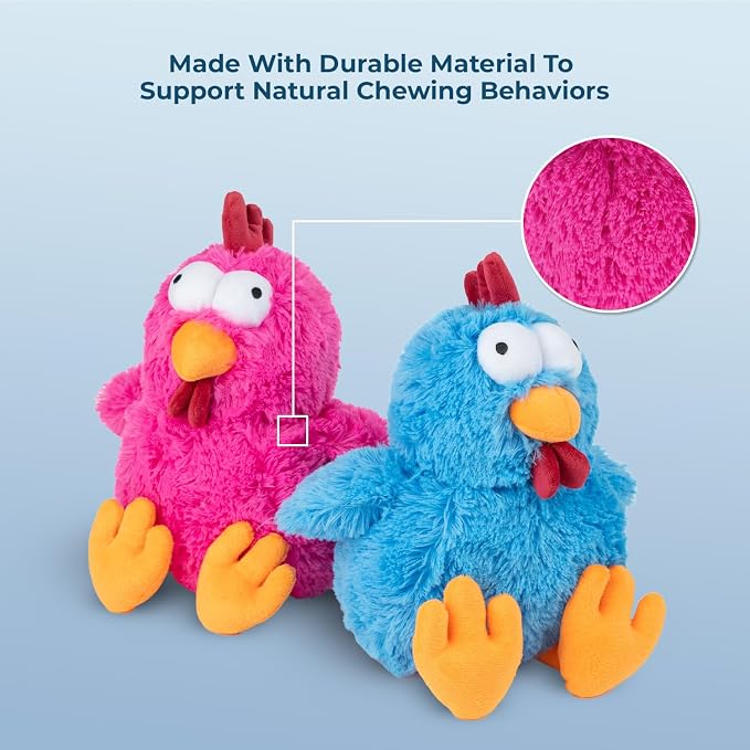 Best Pet Supplies Interactive Squeaky Dog Chew Toy, Ideal Dog Toys for Chewers, Small, Medium & Large Dogs, and Fetch Lovers - Mrs. Cluck (Fuchsia), Large