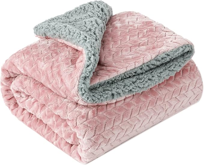 Fuzzy Blanket or Fluffy Blanket for Baby Girl or boy, Soft Warm Cozy Coral Fleece Toddler, Infant or Newborn Receiving Blanket for Crib, Stroller, Travel, Outdoor (32" x 40", MD-Sakura Pink)