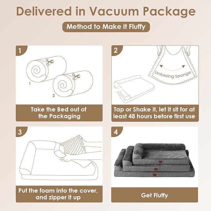 EHEYCIGA Extra Large Dog Bed Othorpedic, Memory Foam XL Dog Bed with Washable Removable Cover, Waterproof Pet Sofa Couch XLarge Size Dogs with Nonskid Bottom, 44x32x6.5, Dark Grey