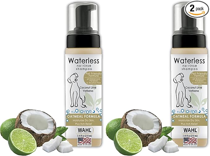 Wahl Waterless Shampoo for Animals, No Rinse | Oatmeal & Coconut Lime Verbena | Conditioning & Detangling | For Dogs, Cats & Horses | 7.1 Oz