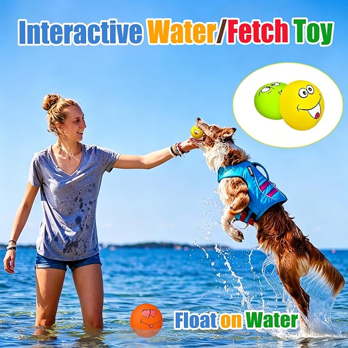 HOLYSTEED Latex Dog Squeaky Toys, Rubber Soft Small Dog Toys Chewing Squeaky Toy, Fetch Play Balls Toy for Puppy Small Pets 6pcs