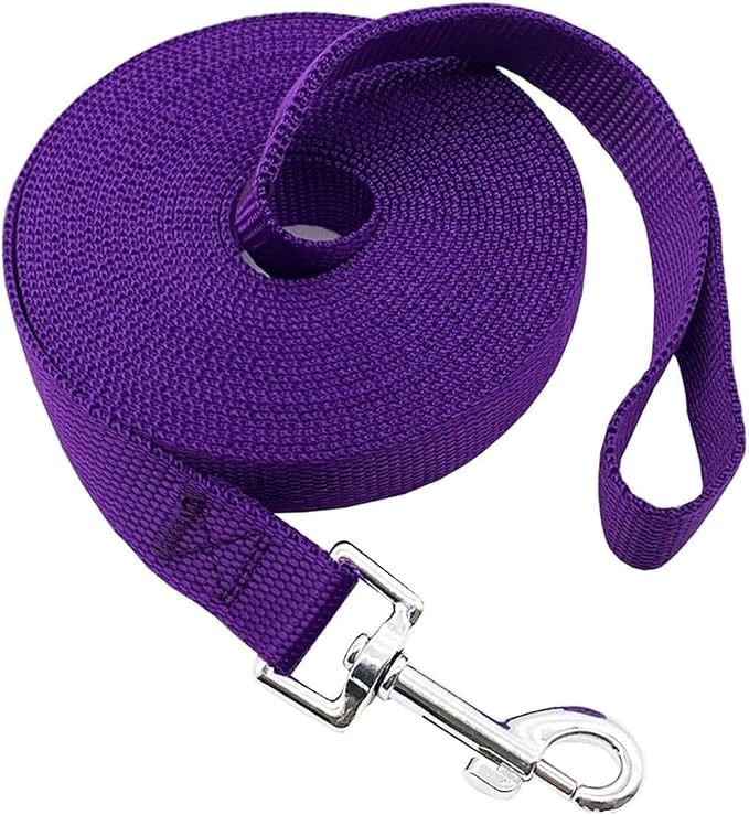 Nylon Training Dog Leash for Small Medium Large Dogs, 15ft 20ft 30ft 50ft 100ft Long Leash Dog/Puppy Lead for Obedience Recall Training, Camping