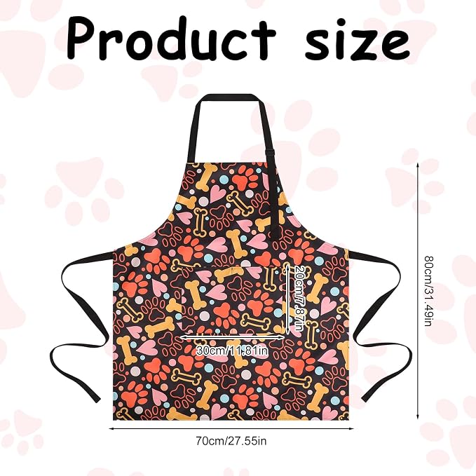 Dog Grooming Waterproof Apron with 2 Pockets, Cute Animals Puppy Dog Pets Apron