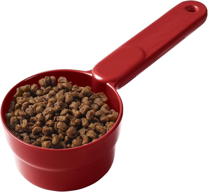 Joyinjojo Dog Food Scoop 1 Cup 1/2 Cup - Melamine Dog Food Measuring Cup, Pet Food Scoop for Dog Cat...Comfortable Long Handle for Easy to Scoop Food, Red 1 Cup