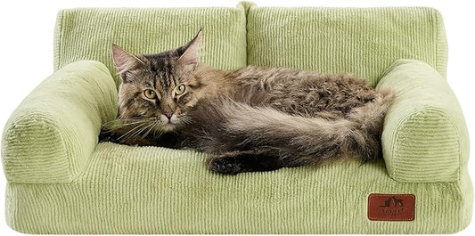 Hollypet Fluffy Dog Cat Bed Pet Couch Beds Plush Soft Warming Washable Puppy Bed for Small Medium Dogs and Large Cats, Cantaloupe Green, 24" L x 18" W x 10" Th