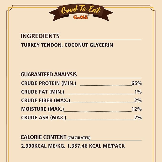 Gootoe Turkey Tendons for Dogs – All-Natural, Hypoallergenic Dog Treats, Rawhide Alternative, Long Lasting Puppy Chews, Healthy Dog Treats for Small Breeds, Strips, 1 lb (Pack of 2)