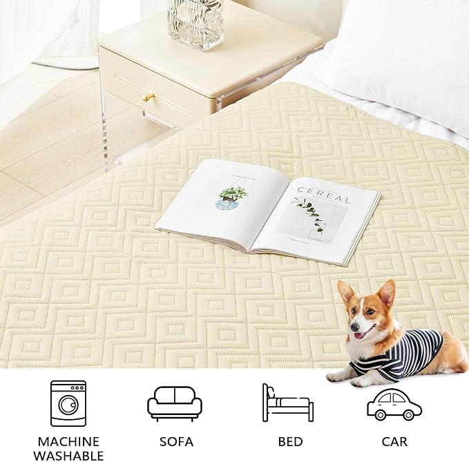 hyha Waterproof Dog Blanket, Soft Dog Bed Cover Pet Blankets, Waterproof Sofa Couch Cover for Dogs Washable, Reversible Pet Couch Covers for Sofa Furniture (68x82 Inch, Beige/Beige)