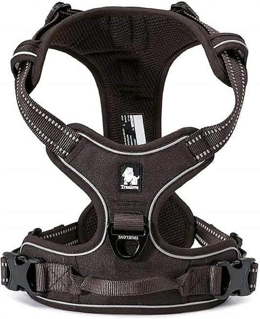 TRUE LOVE Adjustable No-Pull Dog Harness Reflective Pup Vest Harnesses Comfortable Control Brilliant Colors Truelove TLH5651(Brown,XL)