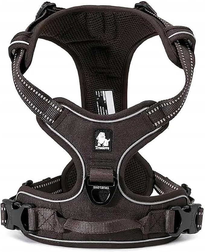 TRUE LOVE Adjustable No-Pull Dog Harness Reflective Pup Vest Harnesses Comfortable Control Brilliant Colors Truelove TLH5651(Brown,L)