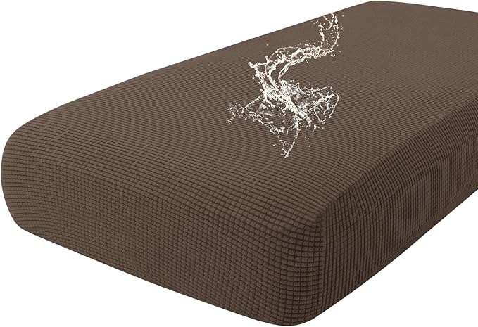 hyha Waterproof Couch Cushion Covers for Pets, Non Slip Sofa Cover for Dogs Washable, Soft Thick Stretch Jacquard Fabric, Sofa Slipcovers with Elastic Bottom (1 Piece for Large, Coffee)