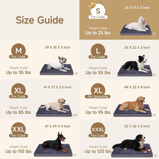 Waterproof Dog Bed for Crate, Reversible Outdoor Dog Crate Bed, Kennel Beds Pet for Small Dogs, Waterproof, Wipeable, Anti-Slip, Washable, 23" x 17", Dark Grey