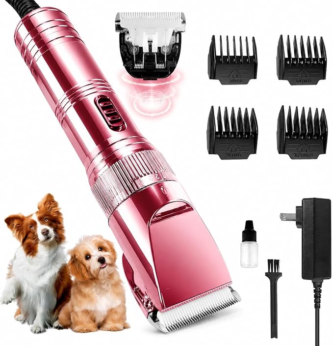 Professional Dog Grooming Clippers for Thick Coat - Dog Hair Trimmer for Grooming- Sheep Shears for Thick Hair – Pet Grooming Clippers for Dogs, Cats, Sheeps, Horse (Rose Gold)