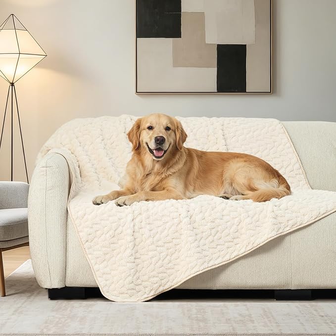 Waterproof Dog Blanket Reversible, Leakproof Pet Blanket for Large Dogs, Soft Furniture Sofa Couch Cover Protector Washable, Fleece Cat Throw Bed, Reversible Washable Soft Plush