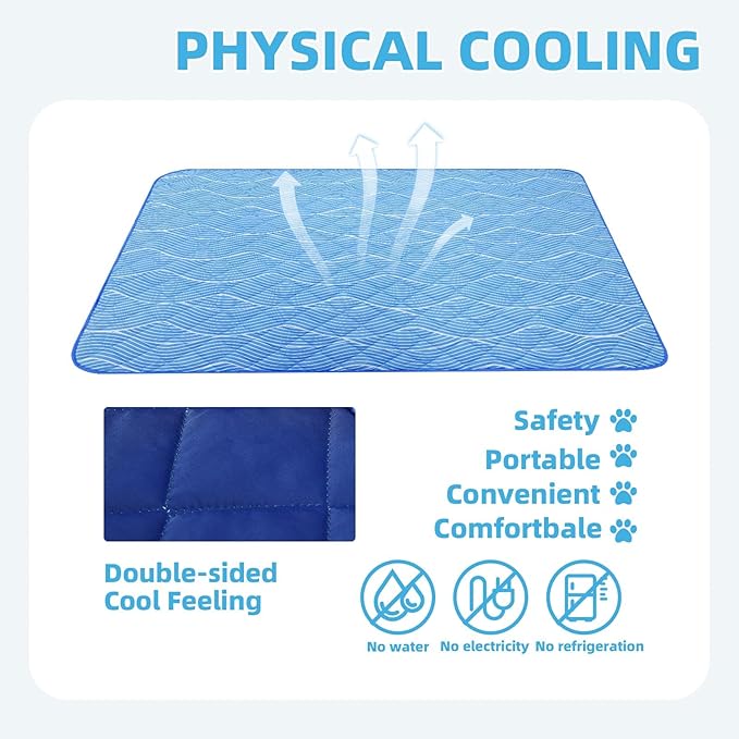 PUPTECK Dog Cooling Mat Pad for Medium Large Dogs, Cooling Blanket for Kennels Crate Floor, Dog Cat Summer Sleeping Bed Outside, Washable & Portable, X-Large 40"x60"