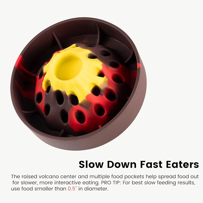 PEGGY11 Volcano-Shaped Silicone Slow Feeder Bowl for Dogs | Raised center design, Multiple Food Pockets, Nonslip base, Dishwasher-safe, Food-grade material, Mealtime enrichment