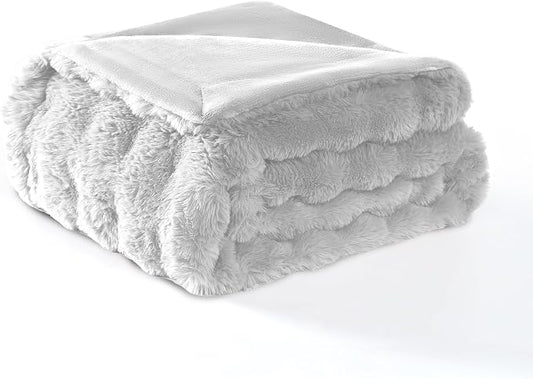 Modern Threads Water-Resistant Faux Rabbit Fur Pet Blanket for Dogs & Cats – Ultra-Soft Couch, Bed & Crate Protector, 50x60 Light Grey