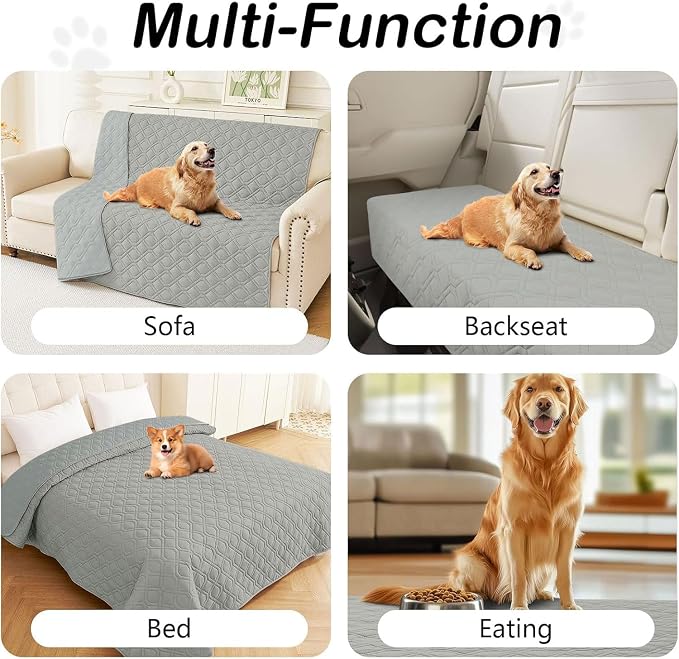 hyha Waterproof Dog Bed Blanket, Soft Pet Blankets, Waterproof Couch Cover for Dogs, Reversible Sofa Covers Washable for Furniture (40x90 Inch, Grey/Dark Grey)
