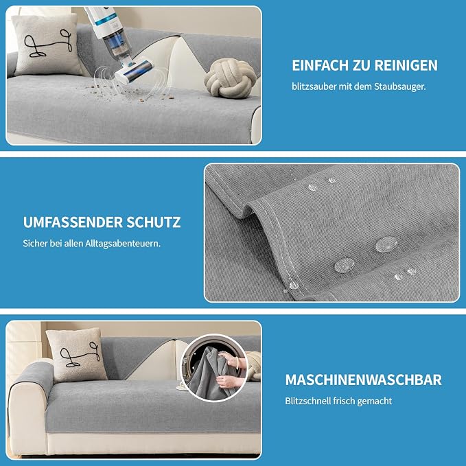 Warmstar Couch Protector from Cat Claws, Waterproof Couch Cover Anti Slip,Couch Cover 3 Cushion Sofa Washable,Anti-Scratch Pet Sofa Cover Heavy Duty,71"X91", Dark Grey