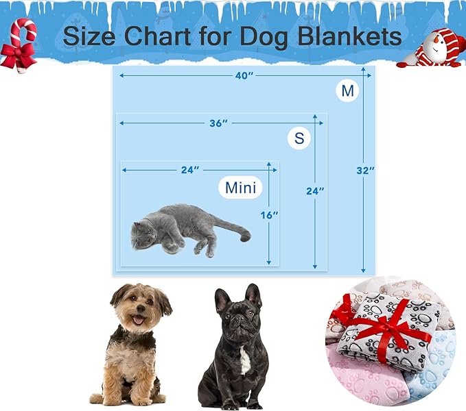 Stuffed 3pcs Premium Soft Dog Blankets for Small Dogs, Cat Blanket Calming Washable for Bed Couch Crate Protection Cover, Dog Puppy Kitten Essentials Christmas Dog Gifts, 16 * 24 inches,Blue