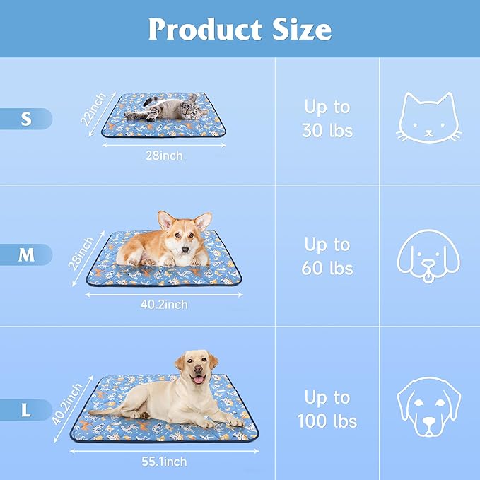55.1"x40.2" Foldable Dog Cooling Mat, Washable Cooling Mat for Dogs, Soft Blanket for Dogs and Cats, Large