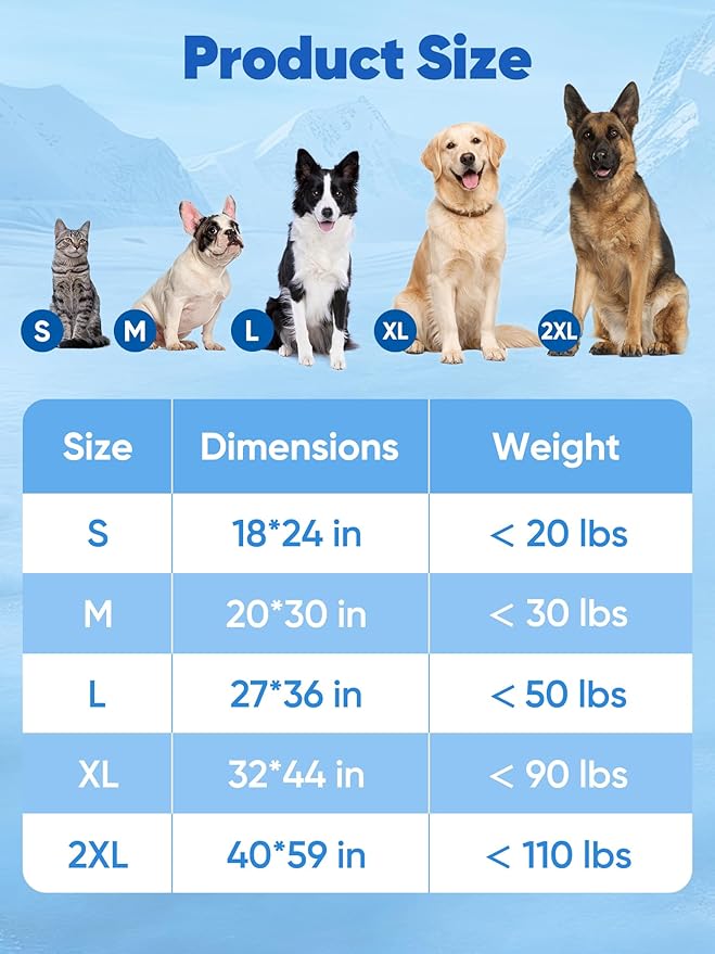 Rywell Super-Absorbent Cooling Mat for Dogs 24"x18" Arc-Chill 3.0 & Color-Changing Dog Cooling Mat, Stay Cool & Dry, Washable, Non-Slip Pet Bed Mat for Floors, Sofas, Kennels