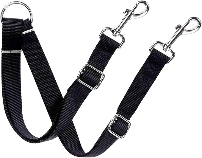 SunGrow 16-24" Adjustable Double Dog Walker Leash, Lightweight Dual Lead with 360° Swivel Zinc-Alloy Clips, Durable Polypropylene Strap, Fits Small to Medium Breeds, Ideal for Daily Walks & Training