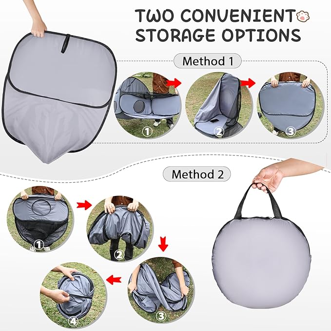 Tailtastic Pet Playpen with Surround Tunnel, Outdoor/Indoor Cat Playpen with Breathable Soft Sides，Tailtastic Cat Enclosure Tent for Small Animals, Portable Tent with Carry Bag (Medium)